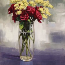 Схема вышивки «розы с мимозой»