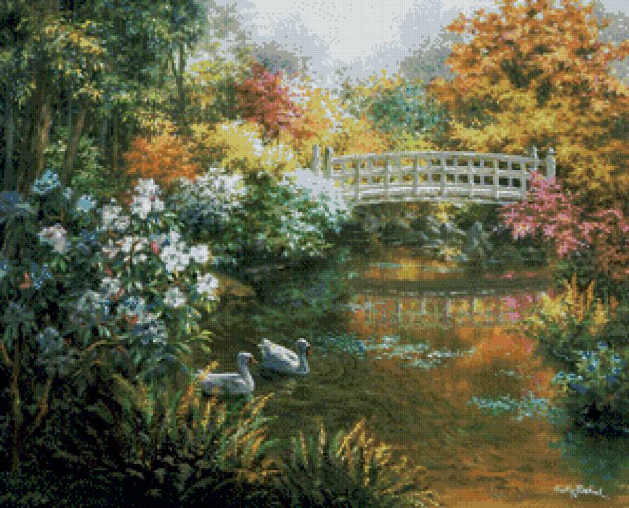 райский уголок - природа пейзаж лебеди - предпросмотр