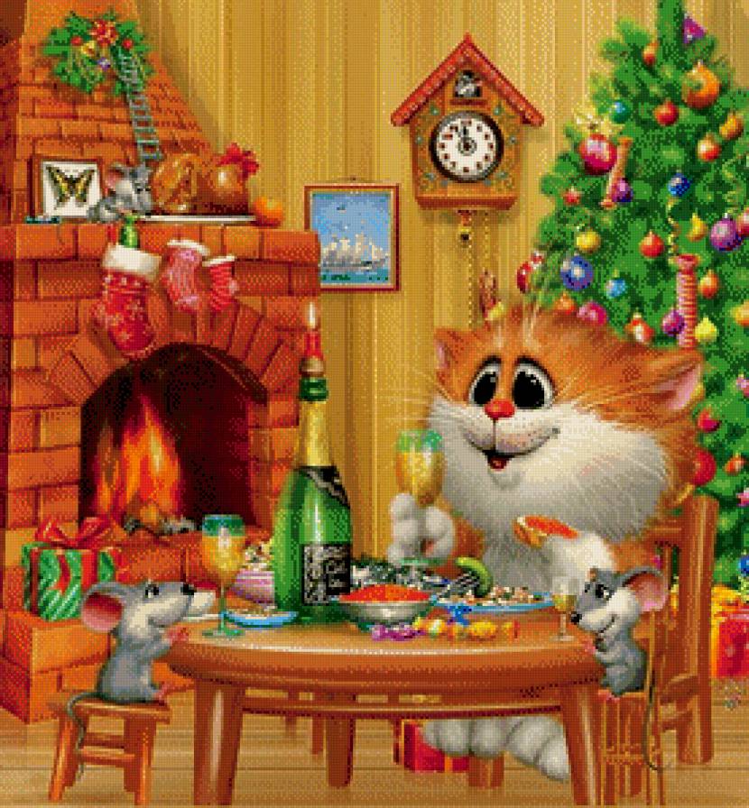 №638237 - новый год, мыши, друзья, кот, детям - предпросмотр