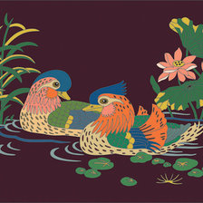 Схема вышивки «Утки-мандаринки»