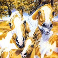 Схема вышивки «Лошадиная семья»