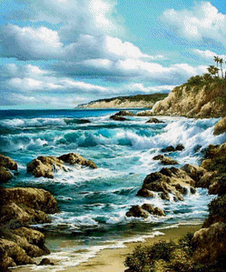 Волны под облаками - пейзаж, волны, море, облака - предпросмотр