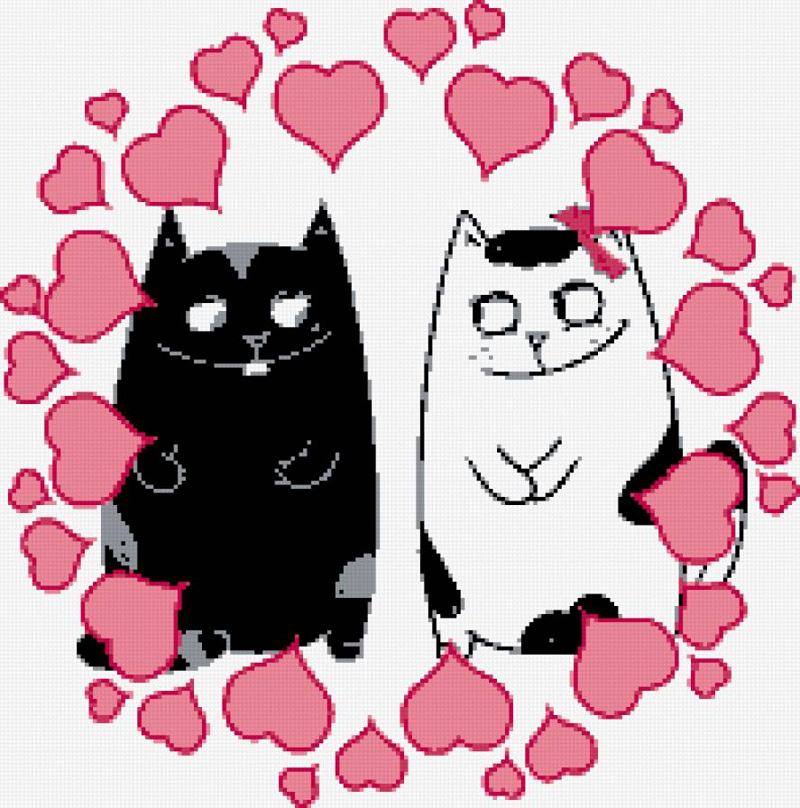 Пдушка "Коты" - любовь, коты, подушка - предпросмотр