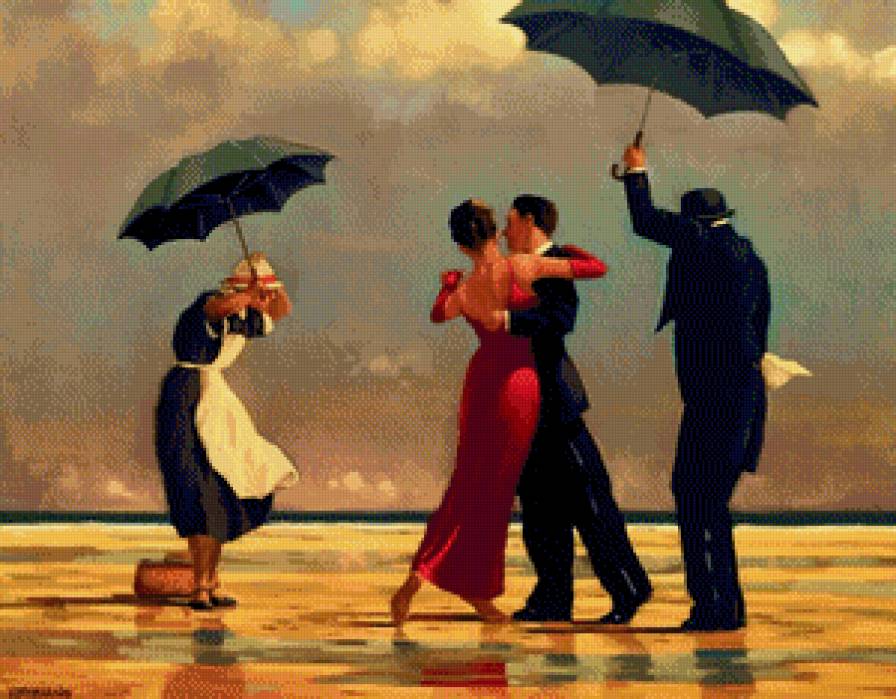 танец под дождём - пляж, море, танец, живопись, дождь, страсть, пара - предпросмотр