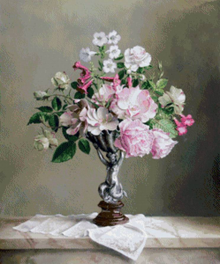 букет цветов - цветы, ваза, живопись, акварель, букет - предпросмотр