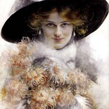 Схема вышивки «девушка в шляпе и боа»