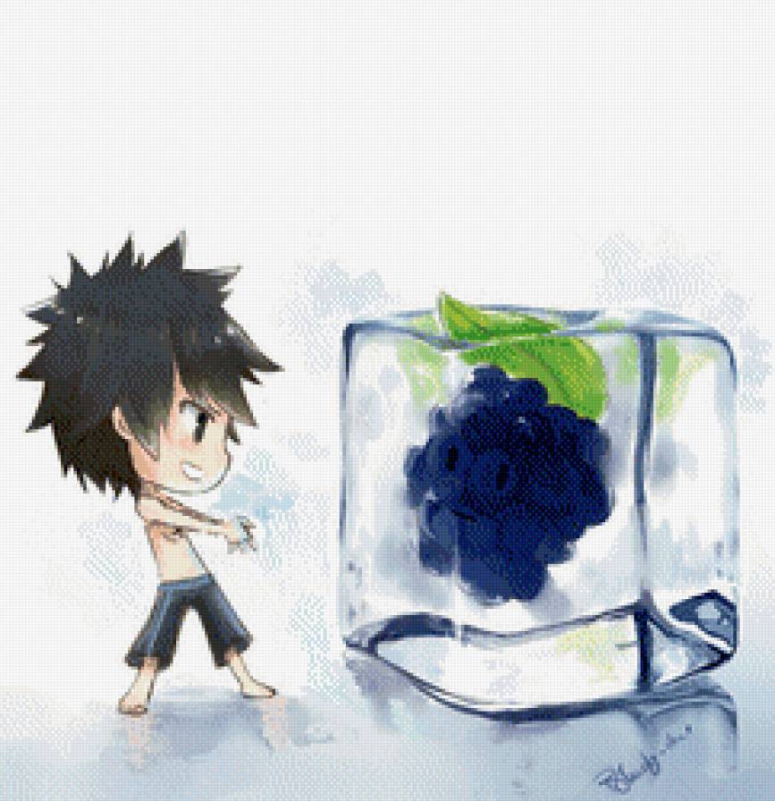 Хвост феи Грей - мальчик, чиби, ежевика, волшебник, лед, анимэ, ягода - предпросмотр