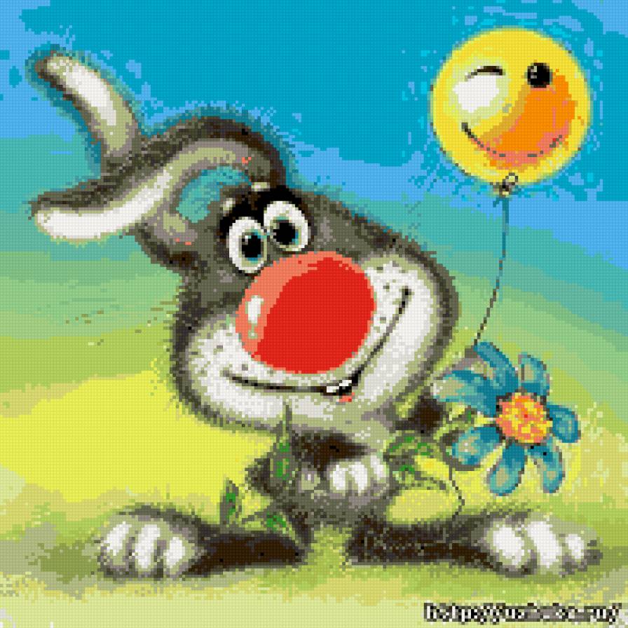 зайка и шар - заяц, смайлик, прогулка - предпросмотр