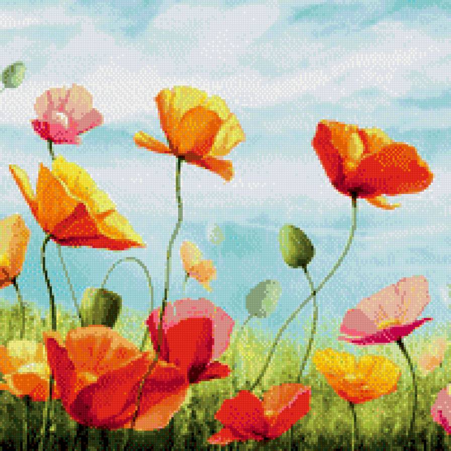 подушка маки (+ панно) - подушка, арт, цветок, мак, живопись - предпросмотр