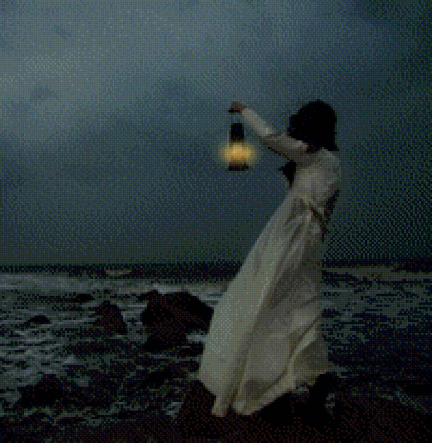 Ожидание - море девушка ночь - предпросмотр