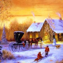 Схема вышивки «рождественский вечер»