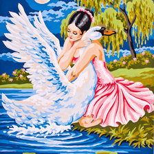 Схема вышивки «Девушка с лебедем»