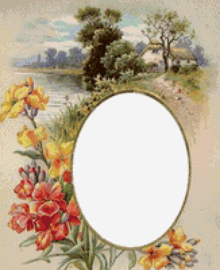 Фоторамка пейзаж - домик, пейзаж, цветы, рамка для фото - предпросмотр