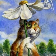 Схема вышивки «Котик и ангел»