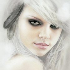 Схема вышивки «девушка с пером»