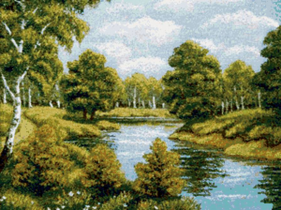 пейзаж - пейзаж, лес, природа, ручей - предпросмотр