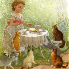Схема вышивки «Кошачье чаепитие»