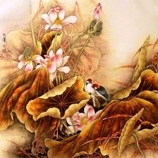 Схема вышивки «подушка с лотосами»