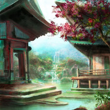 Схема вышивки «Японский храм»