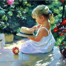 Схема вышивки «Девочка с яблоком»