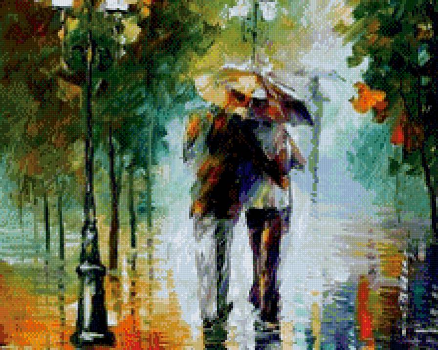 Двое под дождем - двое, пара, люди - предпросмотр