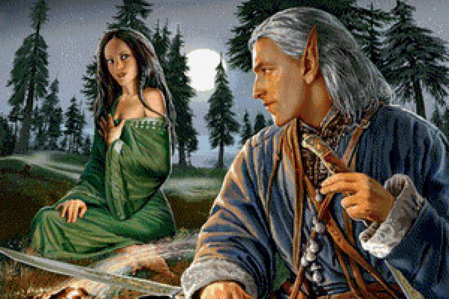 Фэнтези - пара, эльф, девушка - предпросмотр