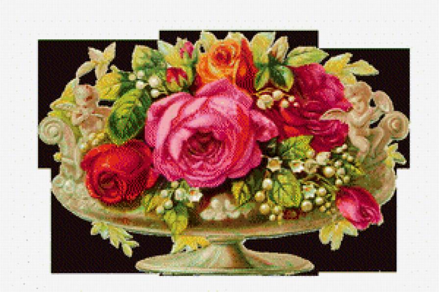Изобилие - ваза, цветы, розы - предпросмотр