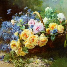 Схема вышивки «Розы в корзине»