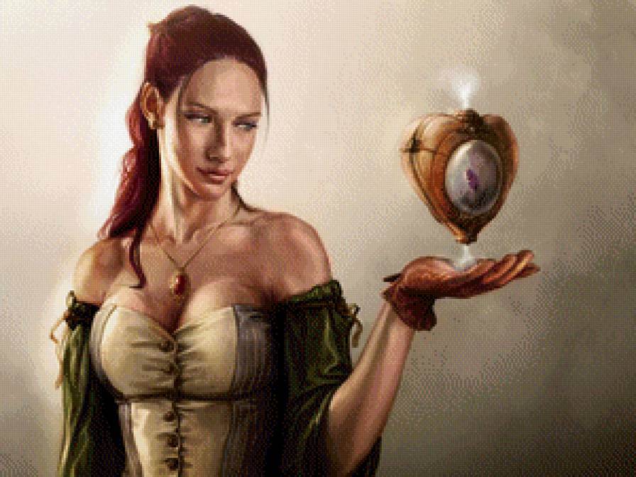 №641788 - картина, цветы, девушка, сердце, фэнтези, портрет - предпросмотр