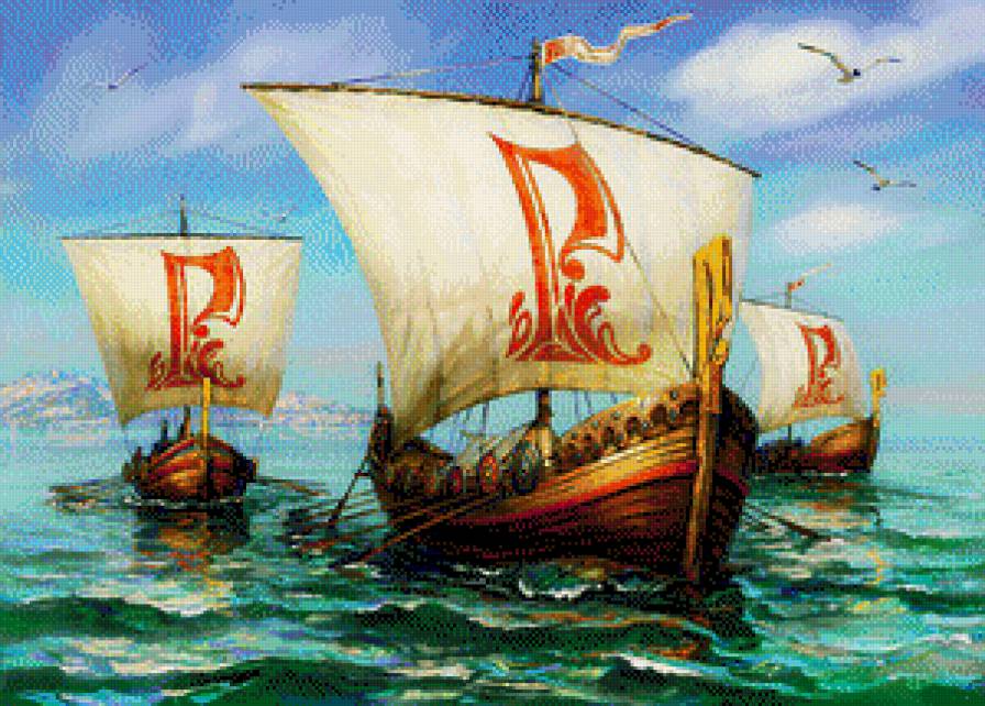 из-за острова на стрежень... - картина - предпросмотр