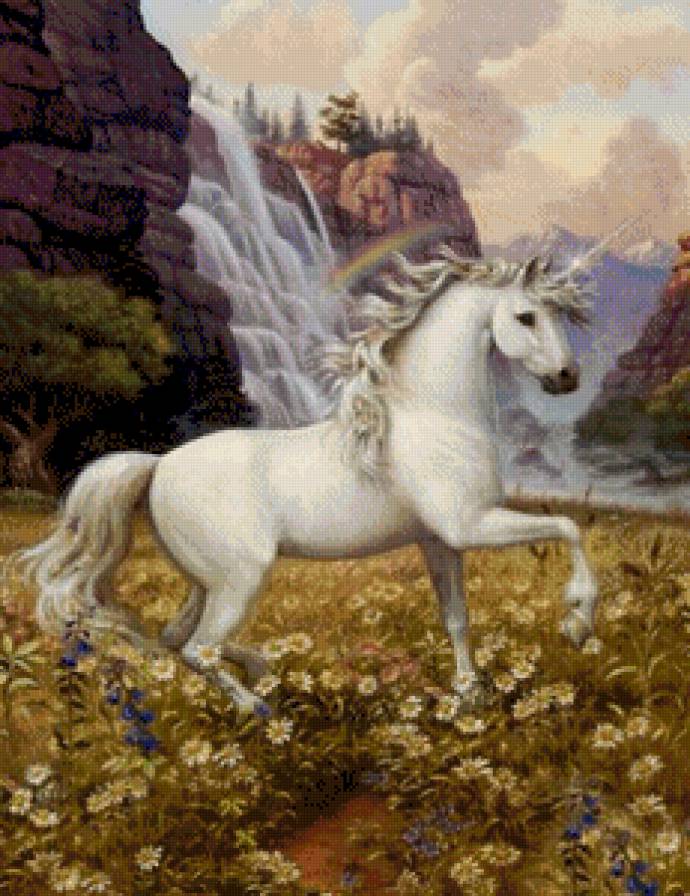 единорог - картина фэнтэзи - предпросмотр