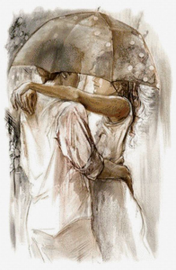 двое под зонтом - женщина - предпросмотр