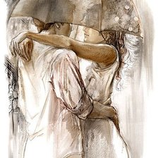 Схема вышивки «двое под зонтом»