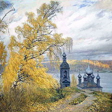 Схема вышивки «деревенская церковь 2»