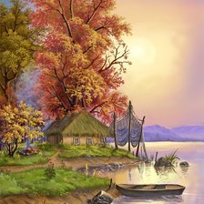 Схема вышивки «домик рыбака»