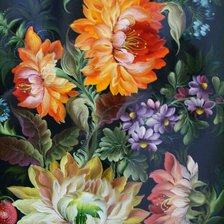 Схема вышивки «Росписные цветы»