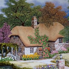 Схема вышивки «дом у реки»