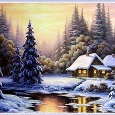 Схема вышивки «зимний пейзаж»