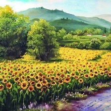 Схема вышивки «поле подсолнухов»