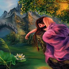 Схема вышивки «Девушка у реки»