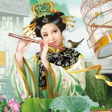 Схема вышивки «девушка с флейтой»