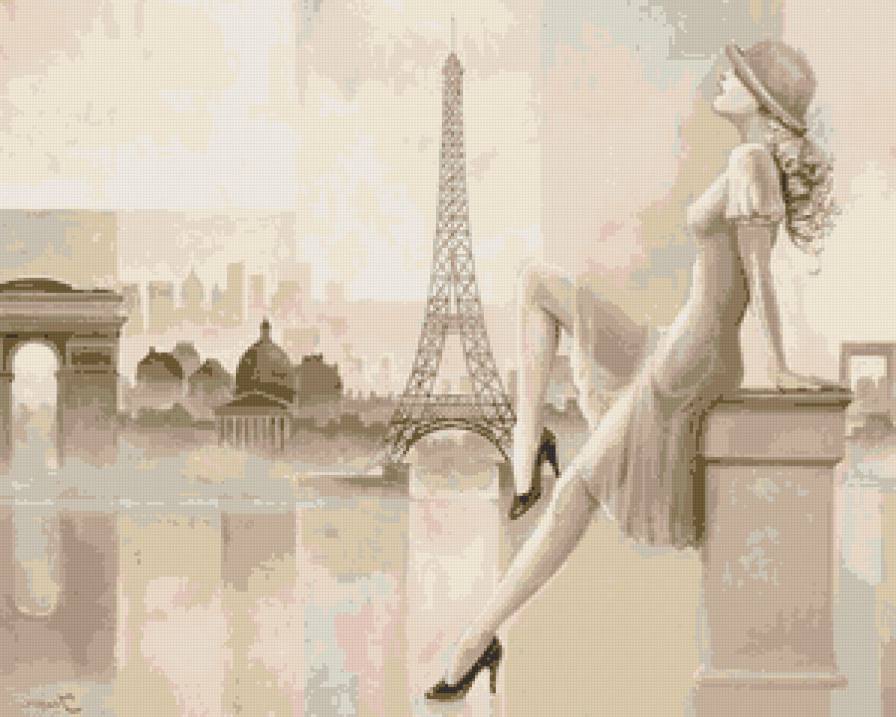 девушка в париже - эйфелева башня, париж, девушка - предпросмотр