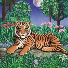 Схема вышивки «хищная кошка»