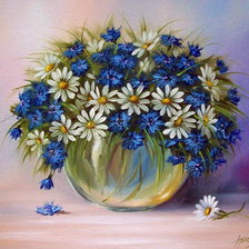 Схема вышивки «васильки и ромашки»