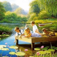 Схема вышивки «дети на речке»