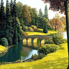 Схема вышивки «Пейзаж с мостиком»