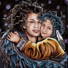 Схема вышивки «Индейская девушка с ребенком»