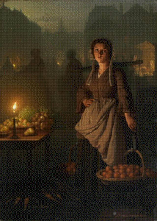 Market by Candlelight - petrus van schendel, картина, искусство - предпросмотр