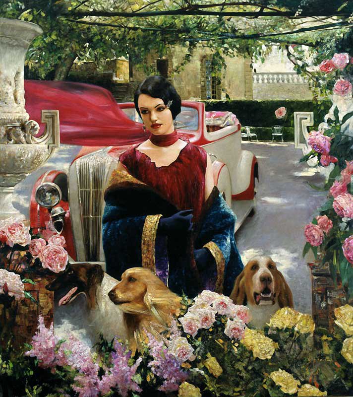 серия ,,женщины с животными" - женщина.собаки - оригинал