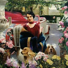 Схема вышивки «серия ,,женщины с животными"»